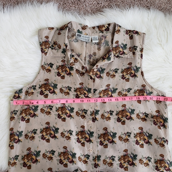 One Resource Vtg Floral Button Down Sleeveless Top - Picture 5 of 8